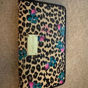 Leopard Print Wallet with Floral Accents